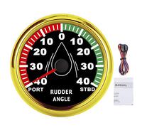 Medidor de ángulo de timón para embarcaciones de 85 mm, indicador marino de ángulo de timón con pantalla retroiluminada multicolor, medidor de acero inoxidable impermeable IP67 (Marco dorado sobre