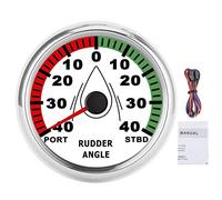 Medidor de ángulo de timón para embarcaciones de 85 mm, indicador marino de ángulo de timón con pantalla retroiluminada multicolor, medidor de acero inoxidable impermeable IP67 (Cubierta plateada con