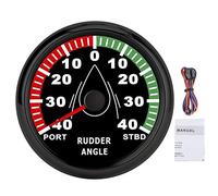 Medidor de ángulo de timón para embarcaciones de 85 mm, indicador marino de ángulo de timón con pantalla retroiluminada multicolor, medidor de acero inoxidable impermeable IP67 (Esfera negra Cubierta