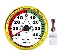 Medidor de ángulo de timón para embarcaciones de 85 mm, indicador marino de ángulo de timón con pantalla retroiluminada multicolor, medidor de acero inoxidable impermeable IP67 (Marco dorado sobre