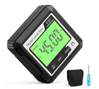 Medidor de ángulo digital con retroiluminación LCD para herramientas de medición, inclinómetro de plástico ABS con bloqueo de datos, resolución de 0,05°, precisión de ±0,1°, 4 x 90° Ra (negro y blanco
