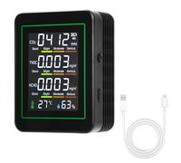 Medidor de calidad del aire 5 en 1 para interiores: sensor de temperatura y humedad con CO2, TVOC, HCHO, detector portátil profesional, monitor de calidad del aire para el hogar, oficina, escuela