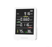 Medidor de calidad del aire interior 5 en 1 HCHO Detector de formaldehído TVOC con temperatura y humedad, analizador de gas recargable por USB para uso en casa, oficina, escuela, vehículo
