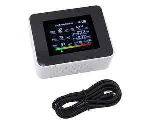 Medidor de Calidad del Aire Interior 8 en 1 Detector de CO2 Sensor NDIR Detecta PM2.5 PM10 PM1.0 HCHO TVOC Temperatura Humedad con Alarma (Blanca)