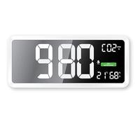 Medidor de calidad del aire Technoline WL1040 con pantalla de CO2 y reloj de pared en color blanco.
