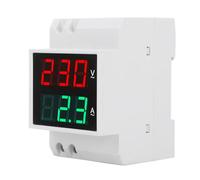 Medidor de Carril DIN de CA, Voltímetro de Pantalla LED Dual Monofásico, Amperímetro, Medidor de Corriente de Voltaje AC80-300V 0,1-99,9A, Carril DIN de CA