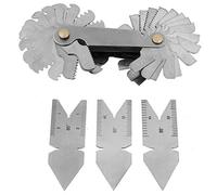 Medidor de centro, calibre de tornillo, calibre de paso de rosca de grado, calibre de cola de pez, hilo de acero inoxidable, 52 hojas + 2 piezas 60 ° + 1 pieza 55 ° Juego de herramientas de calibrador