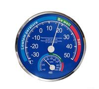 Medidor de clima analógico de doble función montado en la pared para rastrear condiciones ambientales en entornos educativos y residenciales (azul)