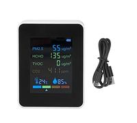 Medidor de CO2 Multifuncional 6 en 1, Monitor de Calidad del Aire Portátil, Pantalla LCD a Color, Pantalla Retroiluminada - Detector de PM2.5, TVOC, HCHO, Temperatura y Humedad (Blanca)