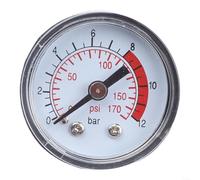 Medidor de compresor de aire, 0-170 PSI/0-12 bar, medidor de presión hidráulica neumática con rosca macho inferior, 39 x 41 mm para esfera para herramientas industriales, color negro