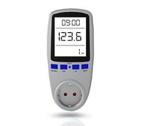 Medidor de Consumo de Energía Recargable con Pantalla LCD Retroiluminada. Controla el consumo eléctrico y protege contra sobrecargas para reducir el costo de electricidad.