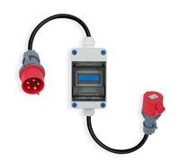 Medidor de corriente digital móvil MID 2024 con enchufe CEE y acoplamiento, adaptador CEE IP55, contador de corriente para camping y coche eléctrico (16 A)