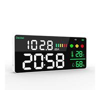 Medidor de decibelios para Colgar en la Pared. Medidor de nivel de sonido con pantalla grande de 11 pulgadas + hora + humedad + temperatura (℃); medidor de decibelios 4 en 1 con rango de 30-130 dB