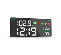Medidor de decibelios y lector de sonido + humedad y temperatura, montaje en pared, aula, cine en casa, pantalla LCD grande profesional con función de reloj de humedad y temperatura, montaje en pared