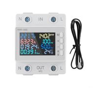 Medidor de energía digital LCD con pantalla de voltaje y corriente, monitor de uso de energía AC170-300V, voltímetro de montaje en riel con protección de sobre/subvoltaje y control de aplicación móvil