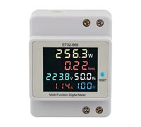 Medidor de energía eléctrica digital monofásico, 220 V 100 A, corriente de voltaje, monitor kWh eléctrico activo con ángulo de visión completo LCD, compatible con sistemas de monitoreo de energía