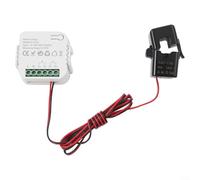 Medidor de energía inteligente con abrazadera, monitor de potencia WiFi de doble canal para alarma de corriente de voltaje para medidor de consumo de energía compatible con Tuya (blanco 1CT)