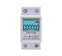 Medidor de energía monofásico 50/60A CA 220V LCD pantalla digital con retroiluminación, indicador de pulso LED rojo, botón sin reinicio, cubierta de extremo integrada de plástico para una medición