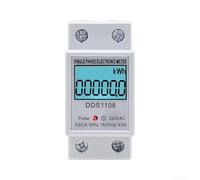 Medidor de energía monofásico 50A 60A DDS1108 pantalla digital LCD con retroiluminación, indicador de pulso LED rojo, sin botón de reinicio, CA 220 V, carcasa de plástico, blanco (con retroiluminación
