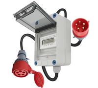 Medidor de energía móvil 16 A, 3 fases 400 V con enchufe y enchufe CEE, cable 2M, calibración MID, IP44, para autocaravanas, coches eléctricos, camping, industria