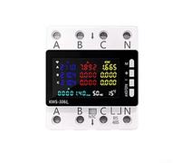 Medidor de energía trifásico, AC 85-290V 0-80A DIN Rail Electricidad Uso Monitor Voltímetro y Amperímetro Interruptor inteligente con LCD Color VA Pantalla (KWS-306L)