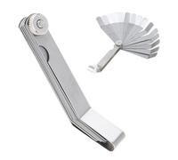 Medidor de espesores/relleno, Galga de espesores acero inoxidable, paquete 2, 16 hojas curvas y 32, plateado(16 Blades)