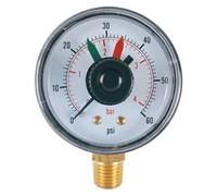 Medidor de filtro de piscina - Indicador de filtro | Medidor de baja presión lleno de líquido, medidor de filtro de impermeable de 0 - 60 PSI, manómetro de dos colores para monitorear