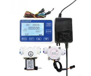 Medidor de flujo de agua digital con pantalla LCD para seguimiento de tasa en tiempo real Gestión cuantitativa Funcionamiento Dc24v con válvula solenoide y adaptador de corriente Diseño compacto de