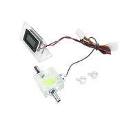 Medidor de flujo de tres vías con termómetro LED para sistema de refrigeración de agua, monitor de temperatura de enfriador de líquido con conectores de púas de 10 mm y abrazaderas de tubería