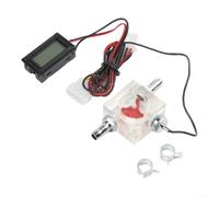 Medidor de flujo de tres vías con termómetro LED para sistema de refrigeración de agua, monitor de temperatura de enfriador de líquido con conectores de púas de 10 mm y abrazaderas de tubería