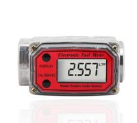 Medidor de Flujo de Turbina 1in NPT, Medidor de Flujo Electrónico Digital Npt 1 Pulgada, 120 L/Min 0-99999 Medidor de Flujo de Combustible Líquido, para Diésel, Queroseno Y Gasolina (Rojo)