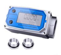 Medidor de flujo digital de turbina de 1 pulgada para rosca BSP para combustible diésel con adaptador de 3/4 pulgadas para medición y seguimiento de caudal líquido