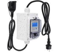 Medidor de flujo digital móvil, 230 V, 16 A, medidor de energía digital con IP67 impermeable, cable de manguera de goma, enchufe industrial, medidor de flujo LED con reinicio para autocaravanas