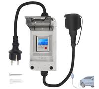 Medidor de flujo digital móvil de 230 V, con botón de reinicio y carcasa impermeable IP65, corriente intermediaria para autocaravanas, vehículos eléctricos, hogares, etc