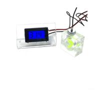 Medidor de flujo refrigerado por agua con termómetro LED para PC Loop - Kit de medidor de velocidad de aire acrílico de 3 vías (número verde+soporte)