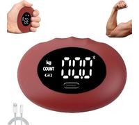 Medidor de fuerza de agarre Football, recargable y portátil con pantalla digital inteligente, dinamómetro digital de mano de 396 lb, deportes, entrenamiento en casa y en el gimnasio (Rojo)