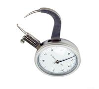 Medidor de grosor de metal de mano de 0 a 10 mm con pantalla de diales de alta precisión de 0,05 mm y brazos rectos o curvos ajustables para medición de taller o campo, color plateado