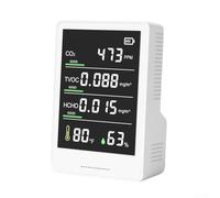 Medidor de humedad de calidad del aire con detección de formaldehído para uso en la oficina en casa, PM2.5 COV, lecturas PPM, opción de carga infrarroja de 5 V (semiconductor)