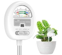 Medidor de humedad del suelo, probador de pH 4 en 1, humedad del suelo/luz/nutrientes/medidor de pH para jardinería, césped, agricultura, uso de plantas de interior y exterior, no requiere pilas