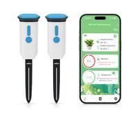 Medidor de humedad del suelo WiFi con sensor de temperatura, paquete de 2 monitores inteligentes para plantas en macetas de interior, aplicación Smart Life, 2.4 GHz sin hub, alertas de humedad y