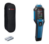 Medidor de humedad GMP 2-15 de Bosch Professional basado en clavijas (mide 37 tipos de madera y 10 materiales de construcción, termohigrómetro integrado, IP65, 2 pilas AA, bolsa)
