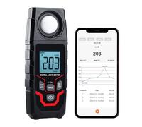Medidor de luz inalámbrico, medidor de luz de rango de 0,1 ~ 200,000 Lux para plantas, medidor de luz Bluetooth, conexión de aplicación, registro de datos y exportación, pantalla LCD de