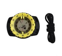 Medidor de navegación con brújula con soporte para muñeca, lectura superior y lateral, resistente al agua hasta 50 m, módulo portátil ligero para deportes subacuáticos, negro (amarillo)
