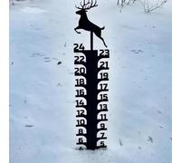 Medidor de nieve de metal de 24 pulgadas para decoración de jardín y patio al aire libre, estaca de acero resistente a la intemperie con diseño de muñeco de nieve, montaje en suelo fácil de insertar