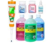 Medidor de pH 2 en 1 con 500 ml de Calibración pH4+7+10 para Alimentos, Fermentos, Pan, Masa Madre, Cosméticos, Queso, Arroz y Kombucha