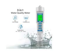 Medidor de pH, Medidor digital de pH, EC y TDS 3 en 1, comprobador calidad del agua con pantalla temperatura for acuarios, piscinas e hidroponía