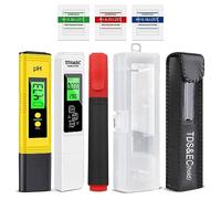 Medidor de PH TDS/EC Temperatura Bio Mineral Lápiz 5 en 1 Set, Alta Precisión PH Valor Medidor, Medidor 3 en 1 TDS para agua dulce, acuario, piscina, estanque, laboratorio, agua potable
