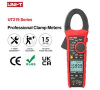 Medidor de pinza Digital profesional UNI-T 1000V AC DC UT219DS UT219E valores eficaces verdaderos apagado automático prueba de secuencia de Motor trifásico inrush UT219M