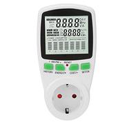 Medidor de potencia, monitor de energía 0.000KWh-9999KWh enchufe medidor de energía enchufe 0-16A medidor de potencia de CA Inteligente monitor de uso de electricidad(enchufe EU)