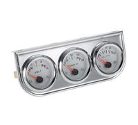 Medidor de presión de aceite de 52 mm Celsius, medidor de temperatura del agua, voltímetro, kit de calibre 3 en 1 cromado, medidor for automóvil y motocicleta(White)